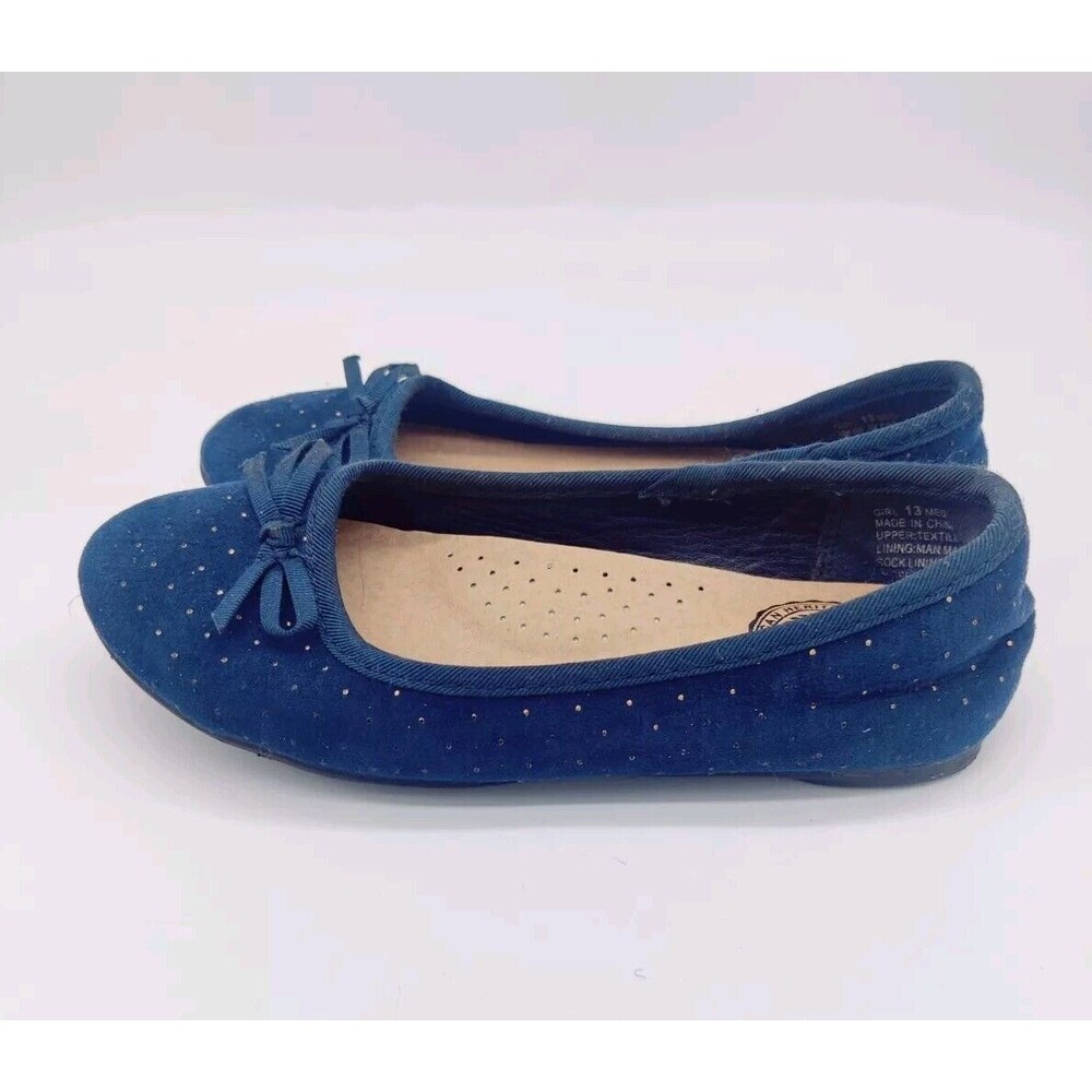 So By Kohls Shoes Girls Size 13 Med Memory Foam Navy Blue Flats Slip On With Bow - Picture 6 of 10